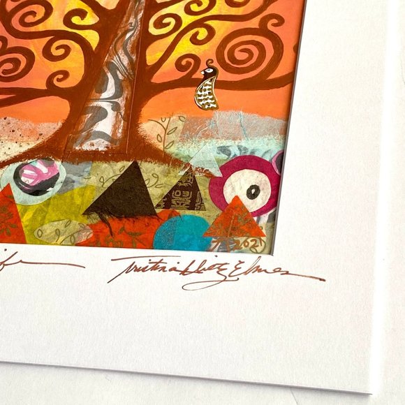 Original Art “Tree of Life” Mixed Media Artwork Acrylic Collage Painting 11"x14" - Picture 9 of 10